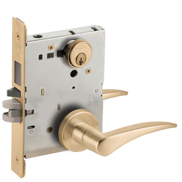 Schlage L-Series, Entrance Mortise Lock, A Rose, 12 Lever, Grade 1 Mortise Lock, Conventional Cylind L9453P 12A 606 LH - main